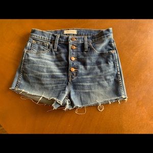Madewell 10 in High Rise Button Fly Shorts Size 28